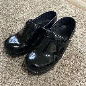 Dansko Black Patent Clogs
